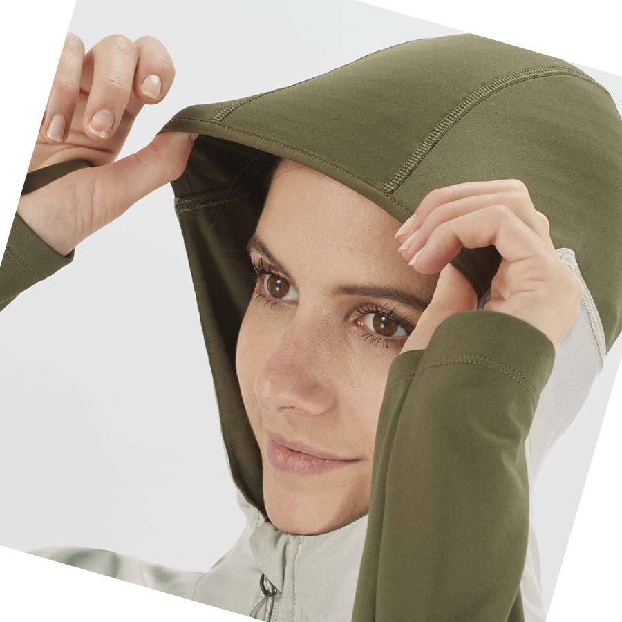 Sudadera Con Capucha Salomon OUTLINE ALL SEASON HYBRID Mujer Verde Oliva | MX 2537FDN